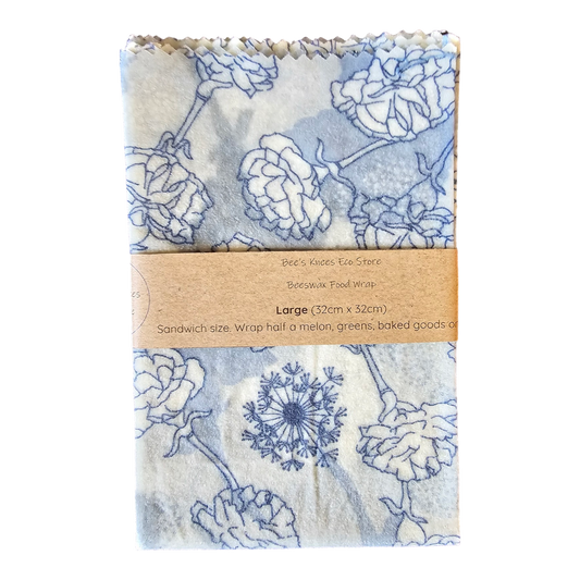 Large Beeswax Wrap - Blues Flowers