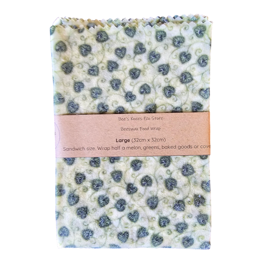 Large Beeswax Wrap - Green Heart Leaves