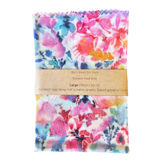 Large Beeswax Wrap - Ninola Watercolour Flowers