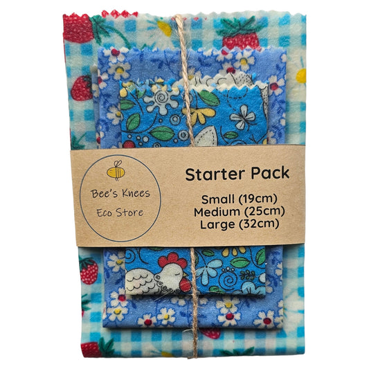 STARTER PACK Beeswax Wraps "Country Chickens"