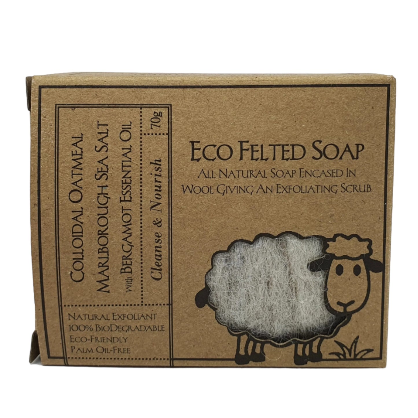Eco Felted Soap - Colloidal Oatmeal & Marlborough Sea Salt with Bergamot Essential Oil