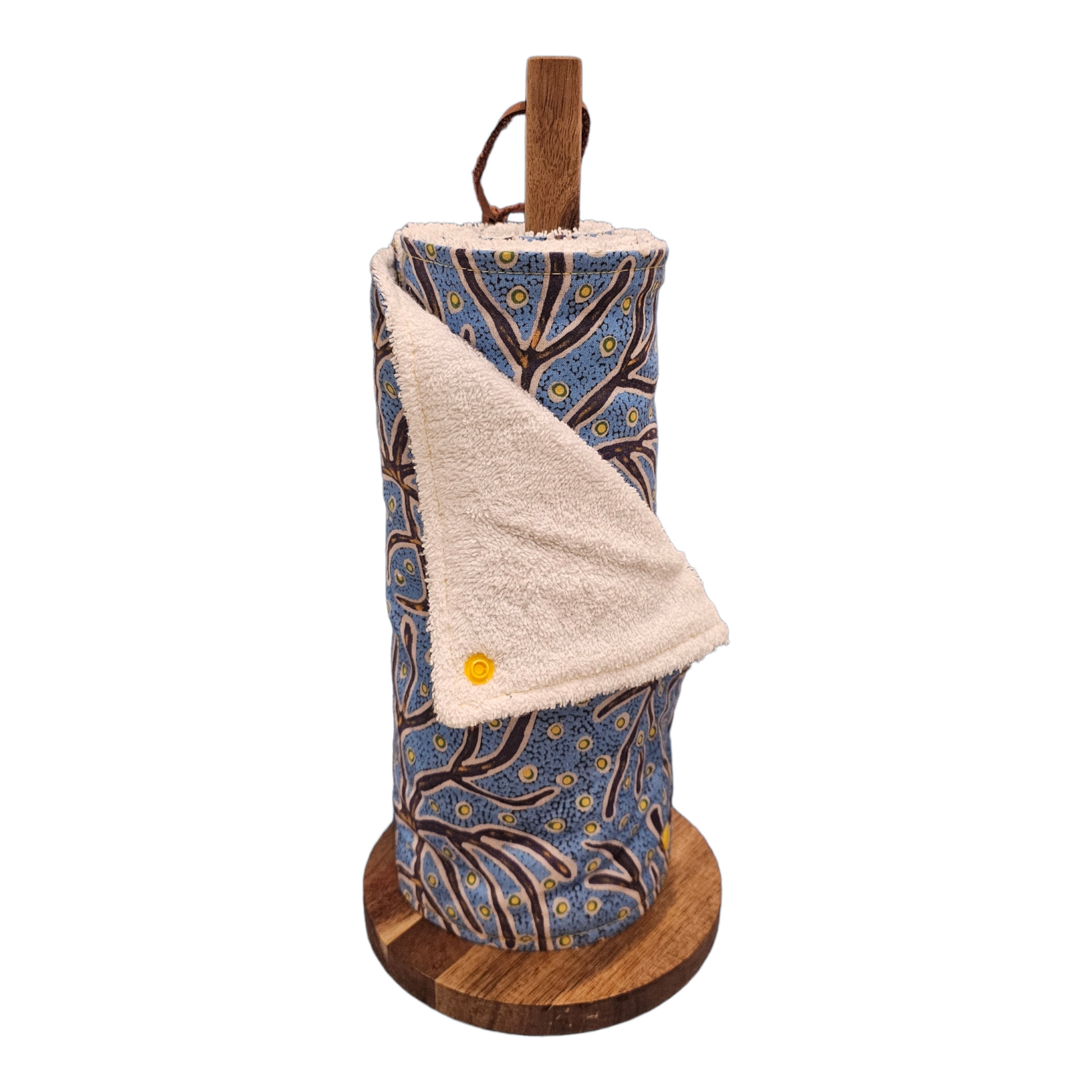 https://www.beeskneesecostore.com/cdn/shop/files/unpaper-towel-reusable-paper-towel-reusable-wipes-Warlu-Seed-Dreaming-Abstract-Blue-Brown-open-on-stand.png?v=1685849624&width=1946