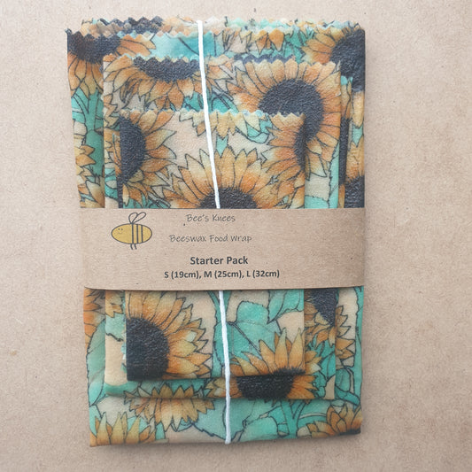 STARTER PACK Beeswax Wraps "Sunflowers"